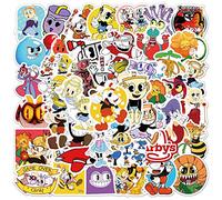 Cuphead Sticker Gemes Cuphead Sticker Set 50 Pieces Cute Decoration for Car Laptop Skateboard Bicycle Moped Motorcycle Bicycle Computer Suitable for Adults Children