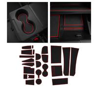 CupHolderHero Compatible with Ford EcoSport Accessories 2018-2022 Premium Custom Interior Non-Slip Anti Dust Cup Holder Inserts, Center Console Liner Mats, Door Pocket Liners 25pc Set (Red Trim)