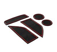CupHolderHero Compatible with Ford Mustang Accessories 2015-2023 Premium Custom Interior Non-Slip Anti Dust Cup Holder Inserts, Center Console Liner Mats, Door Pocket Liners 5pc Set (Red Trim)