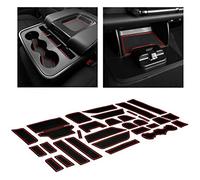 CupHolderHero fits Chevy Silverado 1500 Accessories & GMC Sierra 2014-2022 Premium Custom Interior NonSlip AntiDust Cup Holder Insert,Console Liner Mats, 33pc Set (Crew Cab with Bench Seats)(Red Trim)