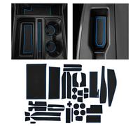 CupHolderHero fits Ford F150 Accessories 2021-2022 Premium Interior Non-Slip Anti Dust Cup Holder Inserts, Center Console Liner Mats, Door Pocket Liners 38-pc Set (Bucket SuperCrew) (Blue Trim)