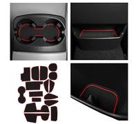 CupHolderHero fits Ford Focus Accessories 2015-2018 Premium Custom Interior Non-Slip Anti Dust Cup Holder Inserts, Center Console Liner Mats, Door Pocket Liners 16pc Set (Red Trim)