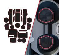 CupHolderHero fits Honda Civic Accessories 2013-2022 Premium Custom Interior Non Slip Anti Dust Cup Holder Inserts, Center Console Liner Mats, Door Pocket Liners 21 Pcs Set (Red Trim)