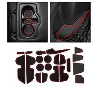 CupHolderHero fits Jeep Compass Accessories 2018-2022 Premium Custom Interior Non-Slip Anti Dust Cup Holder Inserts, Center Console Liner Mats, Door Pocket Liners 21-pc Set (Red Trim)