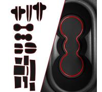 CupHolderHero fits Santa Fe Accessories 2019-2020 Premium Custom Interior Non Slip Anti Dust Cup Holder Inserts, Center Console Liner Mats, Door Pocket Liners 19pc Set (Red Trim)