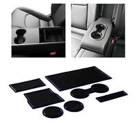 CupHolderHero fits Tesla Model 3 Accessories 2017-2023 Interior Anti Dust Cup Holder Inserts, Center Console Liner Mats, 7-pc Set (Dark Blue Trim)