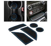 CupHolderHero for Ford Mustang Accessories 2015-2023 Premium Custom Interior Non-Slip Anti Dust Cup Holder Inserts, Center Console Liner Mats, Door Pocket Liners 5-pc Set (Blue Trim)