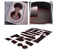 CupHolderHero for Hyundai Kona Accessories 2018-2022 Premium Custom Interior Non-Slip Anti Dust Cup Holder Inserts, Center Console Liner Mats, Door Pocket Liners 19-pc Set (Red Trim)