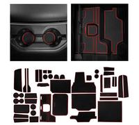 CupHolderHero for RAM 1500 Accessories 2019-2021 Interior Non-Slip Anti Dust Cup Holder Inserts, Center Console Liner Mats, Door Pocket 44-pc Set (Crew Cab with Bucket Seats) (Red Trim)