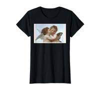 Cupid and Psyche Two Angels Baby Value Graphic T-Shirt, Women, Black, M