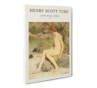Cupid And Sea Nymphs By Henry Scott Tuke Canvas Print | Gallery Wrapped 30mm Frame Wall Art | 20x14 inches | Ready to Hang | Coastal Seascape Picture | Living Room Bedroom Lounge Office