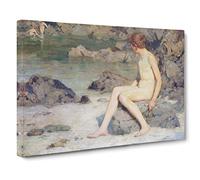 Cupid And Sea Nymphs By Henry Scott Tuke Canvas Print | Gallery Wrapped 30mm Frame Wall Art | 24x16 inches | Ready to Hang | Coastal Seascape Picture | Living Room Bedroom Lounge Office