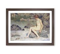 Cupid And Sea Nymphs By Henry Scott Tuke Classic Painting Framed Print | A2 Walnut Framed Wall Art | Ready to Hang | Classic Nautical Picture | Living Room Bedroom Lounge Office