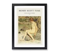 Cupid And Sea Nymphs By Henry Scott Tuke Exhibition Museum Painting Framed Print | A4 Black Framed Wall Art | Ready to Hang | Modern Nautical Picture | Living Room Bedroom Lounge Office
