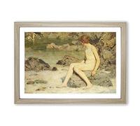 Cupid and Sea Nymphs by Henry Scott Tuke Framed Print | A2 Oak Framed Wall Art | Ready to Hang | Modern Nautical Picture | Living Room Bedroom Lounge Office