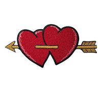 Cupid Arrow Patch Gold Red Love Hearts Iron On Sew On Embroidered Badge Applique