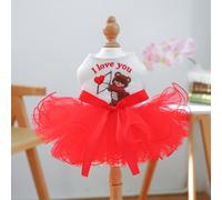 Cupid Bear Red Tutu Dog Dress - Luxury Wedding Gown for Small Dogs