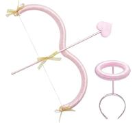 Cupid Bow Arrow Angel Halo Headband Set Valentine's Day Photography Props Goddess Costumes for Adult Teens (Pink)