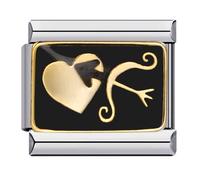 Cupid Bow Arrow I Love Oyu Heart Silver Italian 9mm Link Stainless Steel Bracelet Charm Compatible With Nomination