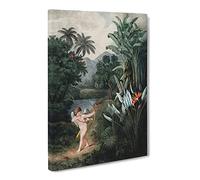 Cupid By The Flowers By Robert John Thornton Vintage Canvas Wall Art Print Ready to Hang, Framed Picture for Living Room Bedroom Home Office Décor, 30x20 Inch (76x50 cm)