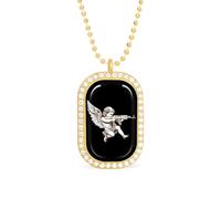 Cupid Eros Shooting Falling in Love Pendant Necklace Fashion Jewelry Square Pendant with White Drill Border One Size