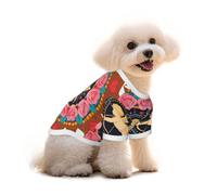 Cupid In Rose Circle Mandala Print Dog Tshirt - Hawaiian Floral Pet Apparel For Puppy Top, Dog Christmas Outfit & Thanksgiving