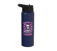 Cupid is Stupid Funny Skeleton Anti-Valentine's Day Stainless Steel Insulated Water Bottle