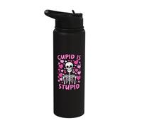 Cupid is Stupid Funny Skeleton Anti-Valentine's Day Stainless Steel Insulated Water Bottle