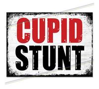 Cupid Stunt Funny Metal Signs. Mancave Wall Plaques for Shed Garage Kitchen Indoor & Outdoor Tin Sign. Man Cave Vintage Memorabilia Reproduction Retro Design. 20cm x 15cm