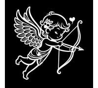 Cupid with Bow and Arrow Ready to Shoot Love line Art Lettering Stickers 54.6x57.1cm Waterproof White