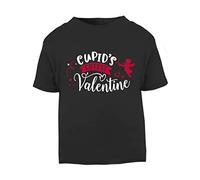 Cupid's Cutest Valentine (Romantic Quotes for Couples, Anniversary) Short Sleeve Cotton Toddler t Shirt, 3-4 Years, Black