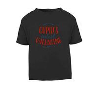Cupid's Cutest Valentine Statement Short Sleeve Cotton Toddler t Shirt, 3-4 Years, Black