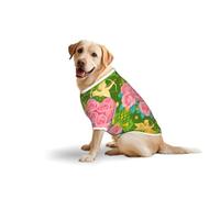 Cupids & Pink Rose Heart Print Breathable Dog Tshirt for Medium Large Breed