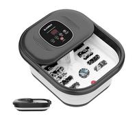 CuPiLo Foot Spa Bath Massager with Heat, Collapsible Foot Massager Spa Soaking Tub with Bubbles, Red Light, Pumice Stone