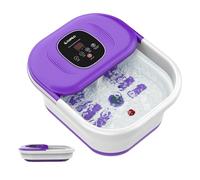 CuPiLo Foot Spa Bath Massager with Heat, Collapsible Foot Massager Spa Soaking Tub with Bubbles, Red Light, Pumice Stone, Shiatsu Massage Rollers, Pedicure Foot Spa for Relaxation, Gifts(Purple)