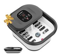 CuPiLo Foot Spa Bath Massager with Heat, Collapsible Foot Massager Spa Soaking Tub with Bubbles, Red Light, Pumice Stone, and Shiatsu Massage Rollers, Pedicure Foot Spa for Relaxation, Gifts