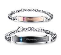 Cupimatch 2pcs Couple Bracelets Stainless Steel Loving Bangle Bracelet Matching Bracelet Best Friend Jewelry ((Keep me in your heart) black gold)
