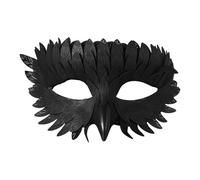 Cupimatch 3D Raven Mask with Beak and Feathers, Pink, Green, Blue, Black, Gothic Raven Mask, Adjustable Elastic Band, Half Face Mask for Halloween, Masquerade Ball, Carnival, Cosplay, Unisex, Plastic