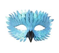Cupimatch 3D Raven Mask with Beak and Feathers, Pink, Green, Blue, Black, Gothic Raven Mask, Adjustable Elastic Band, Half Face Mask for Halloween, Masquerade Ball, Carnival, Cosplay, Unisex, Plastic