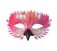 Cupimatch 3D Raven Mask with Beak and Feathers, Pink, Green, Blue, Black, Gothic Raven Mask, Adjustable Elastic Band, Half Face Mask for Halloween, Masquerade Ball, Carnival, Cosplay, Unisex, Plastic