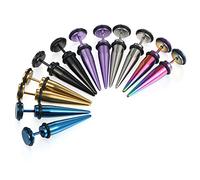 Cupimatch 6 Pairs 16G Stainless Steel Taper with O ring Stud Earring Illusion Fake Gauge Ear Plug Piercing Earrings Sets 8mm (8mm)