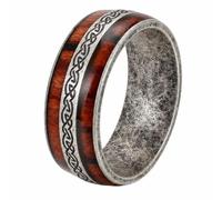 Cupimatch Celtic Knot Wood Ring Stainless Steel Vintage Silver Size 7 Man | Celtic knot band with wood inlay delivers rugged vintage character for adults, fathers, friends, and everyday outfits
