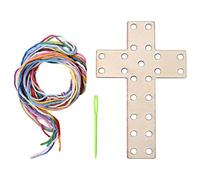 Cupimatch DIY Creative Cross Set: 1x Wooden Cross with Colorful Threads and 1x Weaving Tool Suitable for Beginners for Thanksgiving Christmas