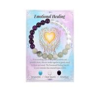Cupimatch Emotional Healing Crystal Bracelet: Green Purple Clear Natural Stone Beaded - Stress Relief Calming Anxiety Bracelet for Women