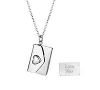Cupimatch Envelope Heart Locket Necklace: Love Letter Necklace Women's Stainless Steel Customizable Pendant Necklace