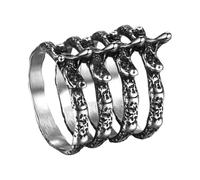 Cupimatch Gothic Spine Ring Skull Ring: Stainless Steel Punk Rock Black Skeleton Finger Ring Vintage Dark Bone Ring Self Defense Ring 19 mm Wide Biker Jewellery for Men and Women Size 57