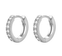 Cupimatch Hoop Earrings for Women: Silver Cubic Zirconia Huggie Ladies 925 Sterling Silver Post Delicate Small Hypoallergenic Gift 18mm