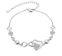 Cupimatch Infinity Heart Bracelet Silver Plated for Women
