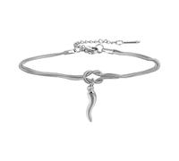 Cupimatch Italian Horn Charm Bracelet: Infinity Knot Cornicello Stainless Steel - Adjustable Lucky Italian Protection Talisman Jewelry Silver