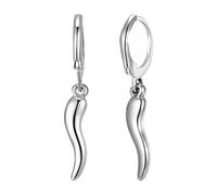 Cupimatch Italian Horn Earrings: Cornicello Charm Drop Dangle Silver Stainless Steel - Lucky Italian Protection Talisman Jewelry Gift